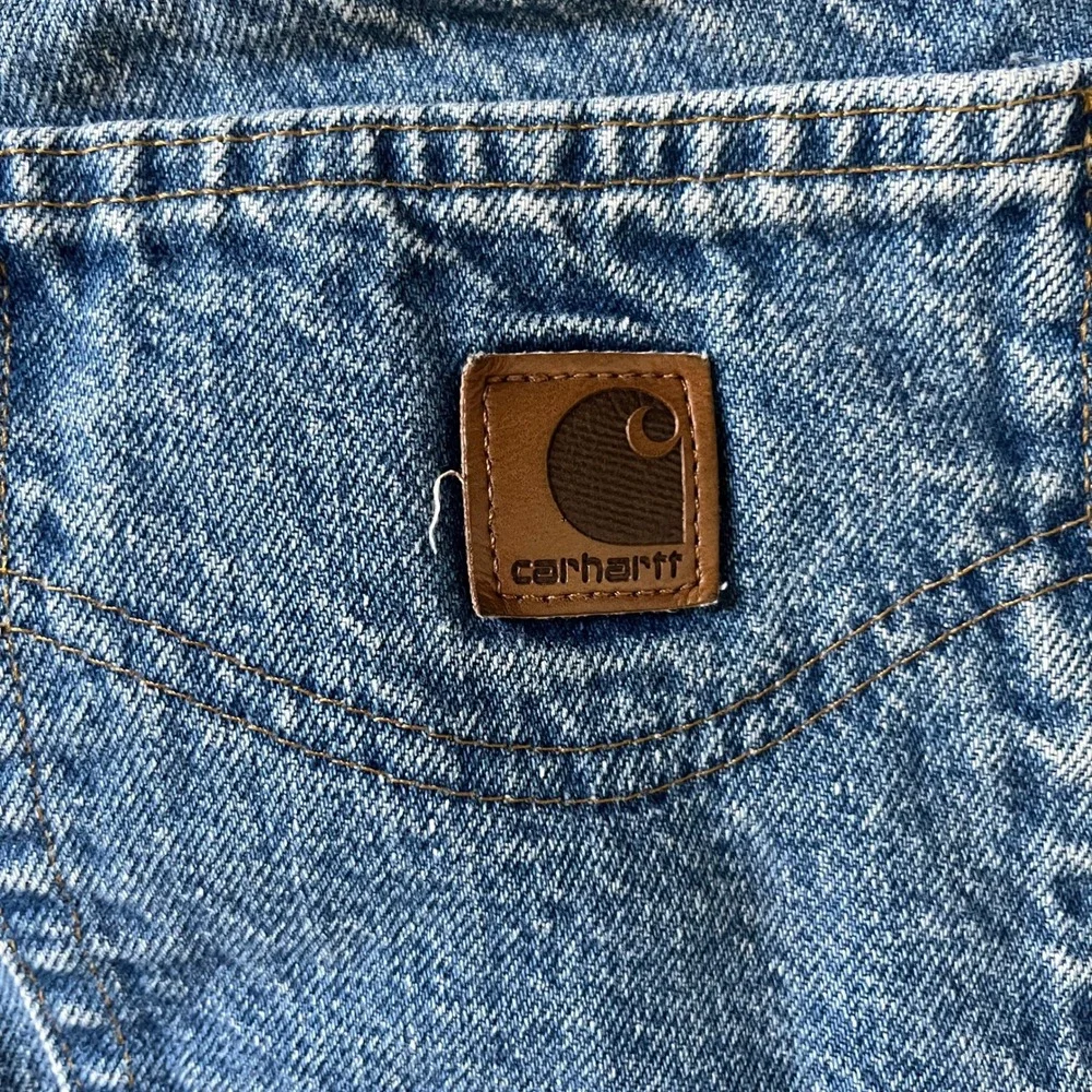 Carhartt Relaxed Fit Straight Denim Blue Jeans Work Men's Size 40x30 B113-DST